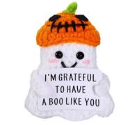 Canasta de Halloween para mujeres, él y ella, regalos de cumpleaños de aniversario para novio, novia, marido, esposa, divertido y bonito fantasma de ganchillo positivo hecho a mano, regalo romántico