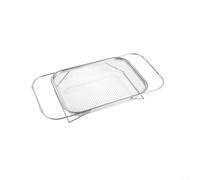 Canasta de metal ajustable para drenar arroz de pasta, colador de alimentos de acero inoxidable con ganchos para limpieza de verduras, tamaño grande, 37 cm (29,5 x 21 cm)