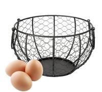 Canasta de recolección de huevos: cesta de huevo de alambre de metal, organizador de almacenamiento de huevos de pollo al estilo de granja, cesta de usos múltiples para huevos frescos, frutas, verdura