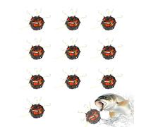 Canasta De Red De Cebo De Cebo De Fondo Inverso, Dispensador De Alimentación Con Polvo, Bolsillo De Cebo | Adjunto De Pesca Robusta Con 6 Ganchos, Alimentador De Bloques Para Pesca De Agua Dulce, Pesc