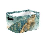 Canastas de almacenamiento plegables grandes con asas, diseño de tortuga de playa y estrella de mar, caja organizadora para estantes, ropa de juguete, cuarto de bebé, armario, decoración de sala de