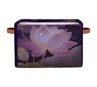 Canastas de almacenamiento plegables para estantes, armario, flor de loto morado, caja organizadora de arte con asas, caja de almacenamiento plegable de tela para dormitorio, ropa, sala de juegos