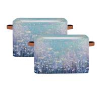 Canastas de almacenamiento plegables para estantes, armario, flores silvestres abstractas, caja organizadora de pintura artística floral con asas, caja de almacenamiento plegable de tela para