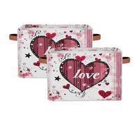Canastas de almacenamiento plegables para estantes, armario, romántica palabra de amor en rosa, caja organizadora con asas, caja de almacenamiento plegable de tela para dormitorio, ropa, sala de