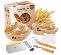 Canastas redondas de 9 pulgadas y ovaladas de 10 pulgadas a prueba de pan Banneton y suministros para hornear pan de masa madre, un kit completo de masa madre con pan lame, danés Whish, raspador de