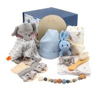 Canastilla Bebe Recien Nacido 12 en 1,Cesta Bebe Recien Nacido Niña,Regalo Bebe Recien Nacido Niña,Con Ropa,Toallas De Baño,Peluches,Sonajeros,Zapatos Y Tazas (Azul)