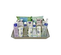 Canastilla Bebé Recién Nacido Cesta Regalo Unisex Niño Niña Kit Higiene Completo con Gel Champú Colonia Toallitas Pañales Chupetes y Broche Pack Bebé Recién Nacido Baby Shower Bautizo Mamás Primerizas