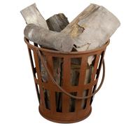 Canasto para Fuego Cesta para Leña Parrilla Aspecto Oxidado 38x39 CM Tragehänkel