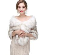 CanB Chal de piel sintética de los años 20 para novia, boda, estola de visón sintético para mujeres y niñas, blanco, 59 inches*14.2inches