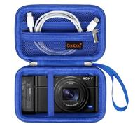 Canboc Bolsa de Transporte para cámara Digital compacta Sony RX100 VII/ RX100 Vi/ RX100 V/ RX100 IV/ RX100 III, Bolsa para cámara de vlogging, Bolsillo de Malla con Cremallera para Cable USB, Azul