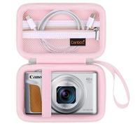 Canboc bolsa de transporte para Canon PowerShot SX740/SX730/SX720/SX620/G7X Mark III/Mark II cámara digital, punto y disparar bolso de cámara, bolsillo de malla cabe cable USB, baterías, gelatina rosa