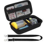 Canboc Caja portátil del inhalador de asma, Junta de Mano para Adultos, máscara, Bolsa de Junta del inhalador con Correa extraíble para Hombros, Negra