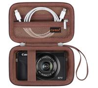 Canboc Caso para Canon PowerShot G7 X Mark III / G7X Mark II Digital 4K Vlogging cámara, SX740 SX730 Bolso de cámara, Bolsillo de Malla de Cremallera Cabe Cable USB, baterías, marrón