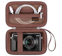 Canboc Estuche Canon PowerShot G7X Mark III/Mark II/ SX740/ SX730, Sony Cybershot, RICOH GR IV, Cámara Digital Kodak Pixpro, Bolsillo de Malla para Cable USB, Baterías, Marrón