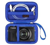 Canboc Estuche Canon PowerShot G7X Mark III/Mark II/ SX740/ SX730, Sony rx100 VII, RICOH GR IV, Cámara Digital Kodak Pixpro, Bolsillo de Malla para Cable USB, Baterías, Azul