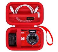 Canboc Estuche de Transporte Kodak PIXPRO WPZ2 Cámara Digital Resistente Impermeable, Bolso de cámara de fotografía submarina, Bolsillo de Malla Cabe Cable USB, batería, Adaptador, Rojo
