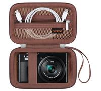 Canboc Estuche de Transporte Panasonic LUMIX DC-TZ99E/ TZ99/ TZ300/ ZS99/ ZS300/ LX10/ ZS80/ ZS100/ ZS70/ ZS200 Cámara de Punto y Disparo, Bolsillo de Malla Cabe Cable, Baterías, Marrón