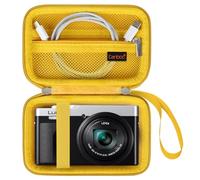 Canboc Estuche de Transporte Panasonic LUMIX DC-TZ99E/ TZ99/ TZ300/ ZS99/ ZS300/ LX10/ ZS80/ ZS100/ ZS70/ ZS200 Cámara de Punto y Disparo, Bolsillo de Malla Cabe Cable, Baterías, Amarillo