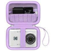 Canboc Funda cámara Digital Kodak PIXPRO FZ55/ FZ45/ FZ43/ FZ53 de 16 MP, Bolsa para cámara de vlogging, Bolsillo de Malla con Cremallera para Cable, Tarjeta SD, Color Morado (Solo Funda)