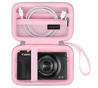 Canboc Funda Compatible con Canon PowerShot G7 X Mark II / G7X Mark III Digital 4K Vlogging Cámara, Bolsillo de Malla con Cremallera para Cable USB, baterías, Rosa (sólo la Funda)
