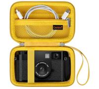 Canboc Funda de Transporte cámara compacta FUJIFILM X Half Premium, Bolsa para cámara Digital FUJIFILM X-HF1, Bolsillo de Malla para Cable USB, Amarilla (Solo Funda)