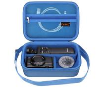 Canboc Funda de Transporte cámara Digital Sony ZV-1F/ ZV-1/ ZV-1 II Vlog y Kit de Accesorios para Vloggers Trípode, Bolsa de Viaje con Correa, Bolsillo de Malla para Cables, Azul (Solo Funda)
