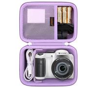 Canboc Funda de Transporte cámaras Digitales Kodak PIXPRO AZ528/AZ405/AZ425/AZ401/AZ255, con Bolsillo de Malla para Cable y baterías, Color Morado (Solo la Funda)