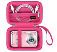 Canboc Funda de Transporte cámaras Digitales sumergibles SiSuSy/YISENCE/Yiffecal/SPUNALP/EUXOR, Bolsillo de Malla con Capacidad para Cable USB y Pilas, Rojo Rosado (Solo Funda)