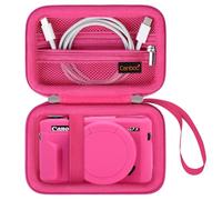 Canboc Funda de Transporte para Canon PowerShot G7 X Mark II / G7 X Mark III / G5 X Mark II / G7X cámara Digital, Vlogging Bolsa de la cámara, Bolsillo de Malla con Cremallera para Cable USB,Rose Red
