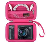Canboc Funda de Transporte para Canon PowerShot SX740 SX730 SX720 SX620 G7X cámara Digital, Vlogging Bolsa de la cámara, Bolsillo de Malla con Cremallera se Ajusta el Cable USB, baterías, Rosered