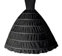 Cancan Mujer Enagua larga de 6 aros for boda, color blanco, for vestido gala, falda interior, medias enaguas, accesorios(Black)