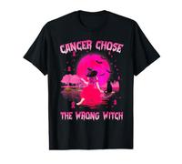Cancer Chose The Wrong Witch Halloween Breast Cancer Camiseta gráfica económica