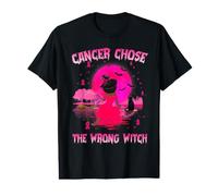 Cancer Chose The Wrong Witch Halloween Breast Cancer Camiseta gráfica económica