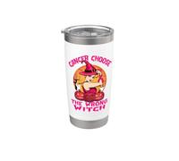 Cancer Chose The Wrong Witch Halloween Breast Cancer Ribbon Vaso térmico de acero inoxidable de doble pared