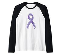 Cáncer Concientización Cinta Lavanda Cáncer Superviviente Lucha Quimioterapia Camiseta Manga Raglan