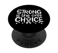 Cáncer de Cerebro Superviviente Fighter Chemo Cinta Gris Glioblastoma PopSockets PopGrip Adhesivo