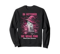 Cáncer de mama Mujeres en octubre Usamos Piink Halloween Ghost Sudadera