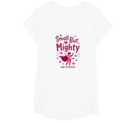 Cáncer de Mama pequeño Pero poderoso apoyador Rosa Camiseta, Niñas, Blanco, Grande