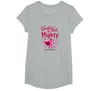 Cáncer de Mama pequeño Pero poderoso apoyador Rosa Camiseta, Niñas, Gris Jaspeado, Grande