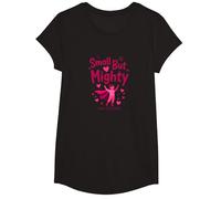 Cáncer de Mama pequeño Pero poderoso apoyador Rosa Camiseta, Niñas, Negro, Grande