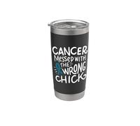 Cáncer de ovario Survivor Fighter Chemo Motivation Teal Ribbon Vaso térmico de acero inoxidable de doble pared
