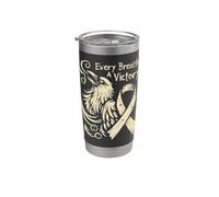 Cáncer de pulmón de cuervo vikingo - Norse Every Breath A Victory Vaso térmico de acero inoxidable de doble pared