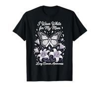 Cáncer de pulmón Mamá Apoyo Mariposa Me Uso Blanco Para Mi Mam Camiseta