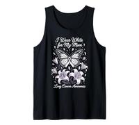 Cáncer de pulmón Mamá Apoyo Mariposa Me Uso Blanco Para Mi Mam Camiseta sin Mangas