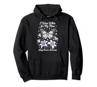 Cáncer de pulmón Mamá Apoyo Mariposa Me Uso Blanco Para Mi Mam Sudadera con Capucha