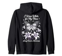 Cáncer de pulmón Mamá Apoyo Mariposa Me Uso Blanco Para Mi Mam Sudadera con Capucha
