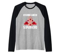 Cáncer de útero Superhéroe Superviviente Guerrero Quimioterapia Luchador Camiseta Manga Raglan