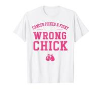 Cancer Picked A Fight with The Wrong Chick Breast Cancer Camiseta gráfica económica, Hombre, Blanco, S