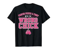Cancer Picked A Fight with The Wrong Chick Breast Cancer Camiseta gráfica económica, Hombre, Negro, M