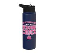 Cancer Picked A Fight with The Wrong Chick Breast Cancer Stainless Steel Insulated Water Bottle